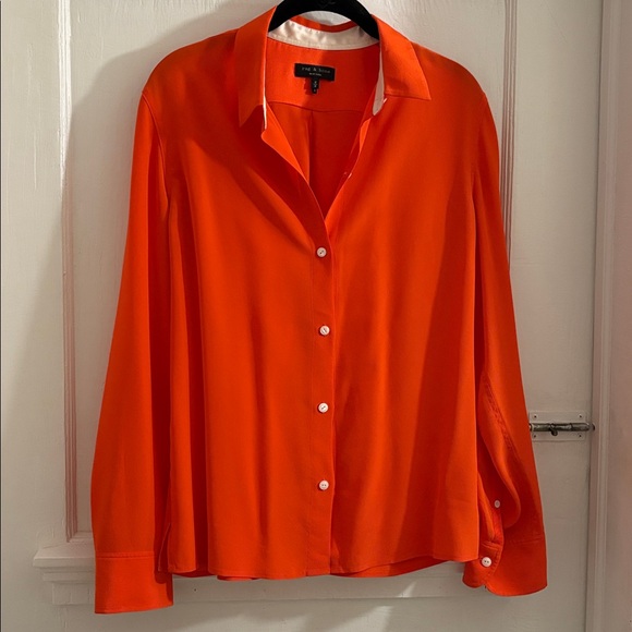 Rag & Bone Orange Silk Shirt - Picture 1 of 10